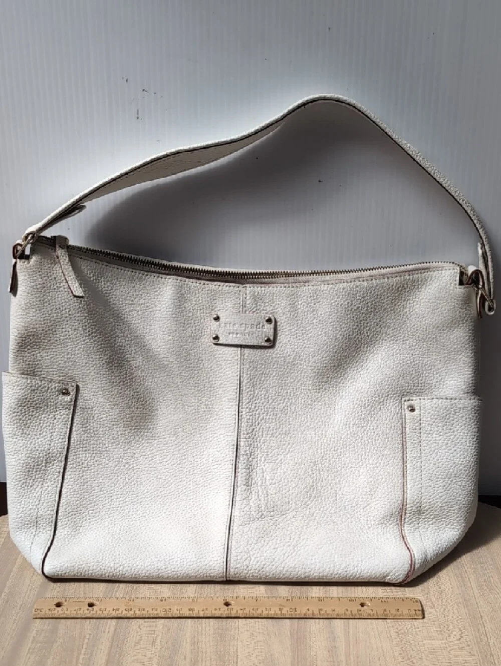 Kate Spade Off-White Pebbled Leather Hobo Shoulder Bag